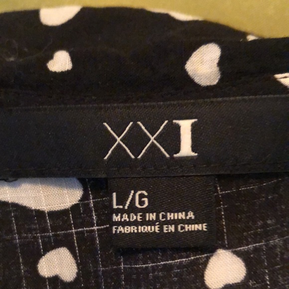 Forever 21 black and white hearts ❤️ dress size L: Pete Pan collar/no sleeves - Picture 14 of 16